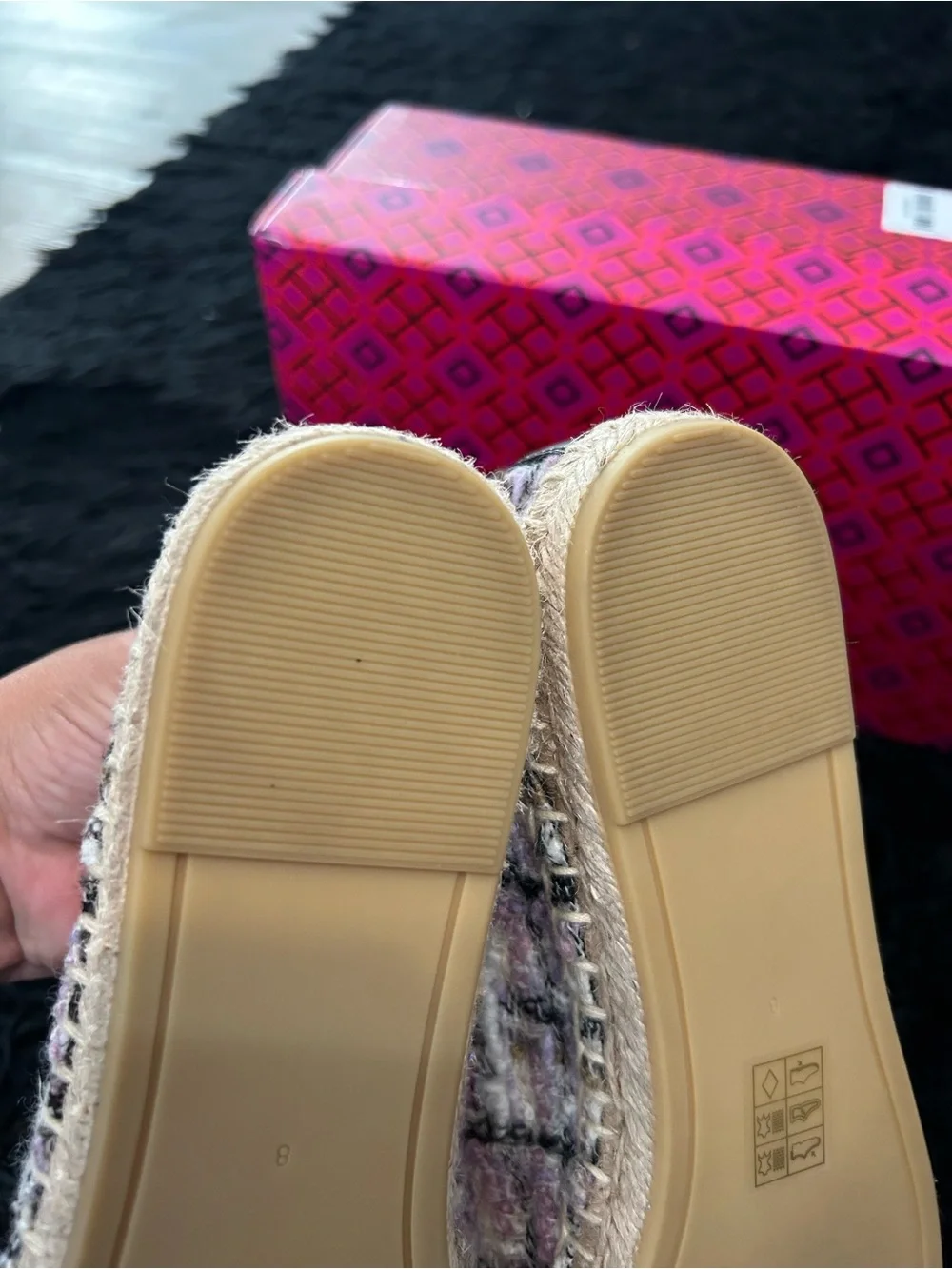 TORY BURCH TB multicolored espadrille flats slip on shoes women’s 8 new